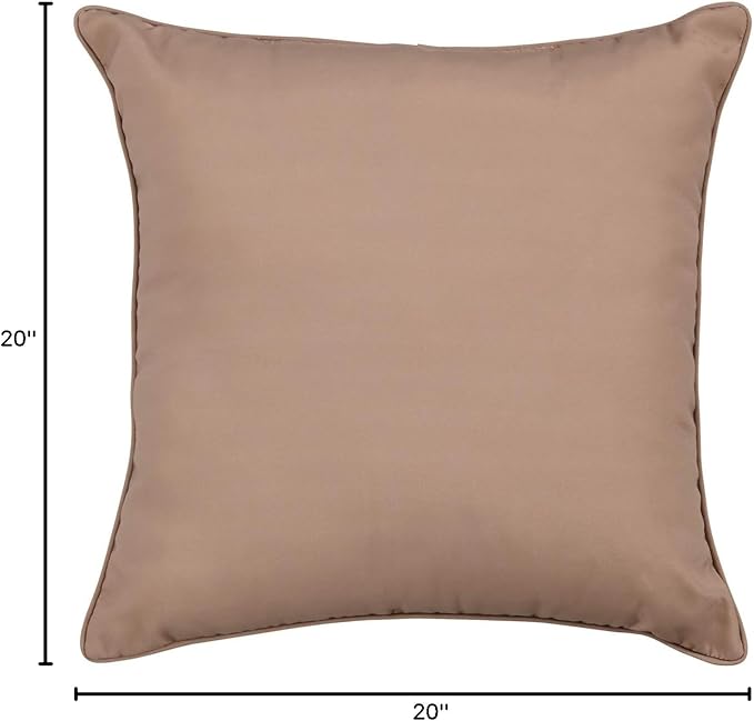 BrylaneHome 20" Square Throw Pillow - Patio & Outdoor - Water, Stain & Fade Resistant - Khaki