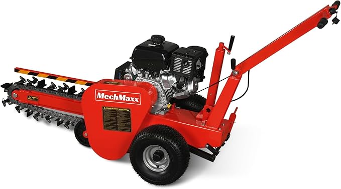 429cc 14HP Kohler Gas Powered E-Start Cable Ditching Mini Trencher,24'' Trench Depth, 27pcs Carbide Alloy High-Pressure Teeths,TCR1500 (Red)