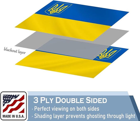Ukraine Trident Flag 4x6 FT Made in The USA-Heavy Duty Vibrant Colors Double Sided Ukrainian UKR Flag with 2 Brass Grommets for Home/Company/Indoor Outdoor Decoration