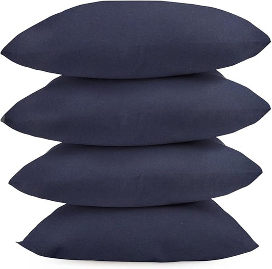 Covers & All Premium Square Throw Pillow Inserts with Covers Set of 4, 14 x 14 Inches Navy Blue, Decorative Cushions for Couch Sofa Home Decor Office Travel UV Resistant Waterproof Soft Cushions
