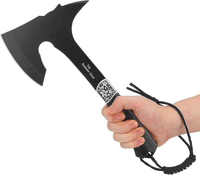 Camping Hatchet Axe with Leather Sheath – 13" Full Tang Compact Survival Tomahawk with Wood Handle for Outdoor Backpacking, Bushcraft, Hiking, and Camping