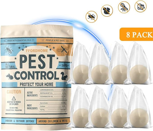Pest Repellent , Moth Balls for Outdoor use, Keep Pest Away Repel Mice and Rats, Roach, Ant, Spider, Mosquito & Moth(8BALLS)