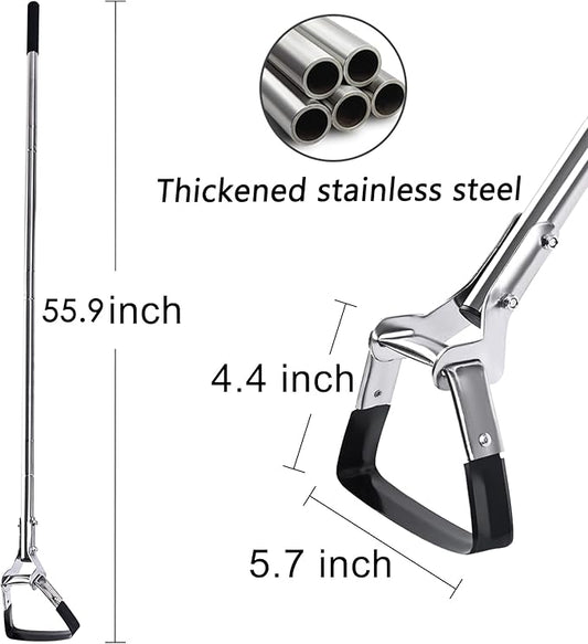 Garden Hoe for Weeding Long Handle Hula Hoe Stirrup Hoe Garden Tool Stainless Steel Poles Adjustable Long Handle Weeding Hoe, 55.9 INCH