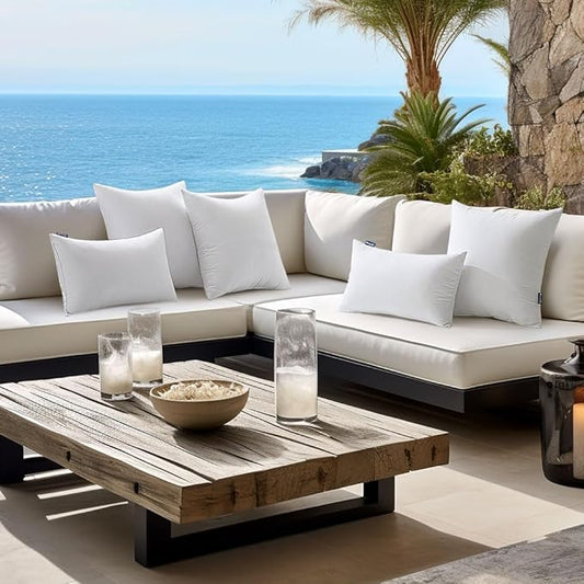 MIULEE Pack of 4 24x24 Inch Outdoor Pillow Inserts Waterproof Decorative Throw Pillow Insert, Square Lumbar Garden Pillow Form for Patio Sofa Couch