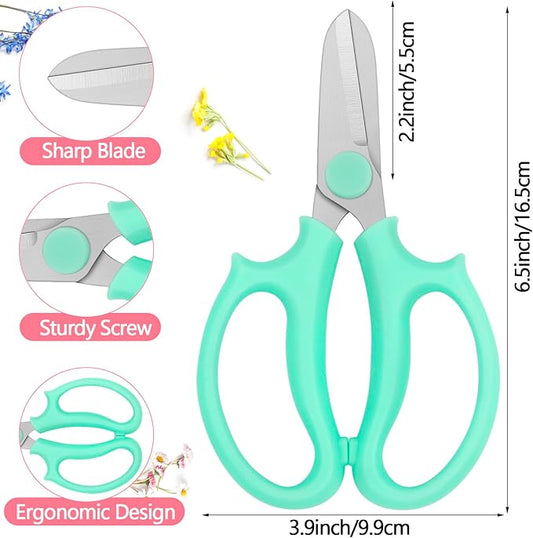 12 Pcs Flower Scissors, Stainless Steel Floral Shear, Premium Garden Pruning Shears, Sharp Garden Scissors, Flower Shears for Fresh Flowers Gardening (Blue, Green, Pink, Violet)