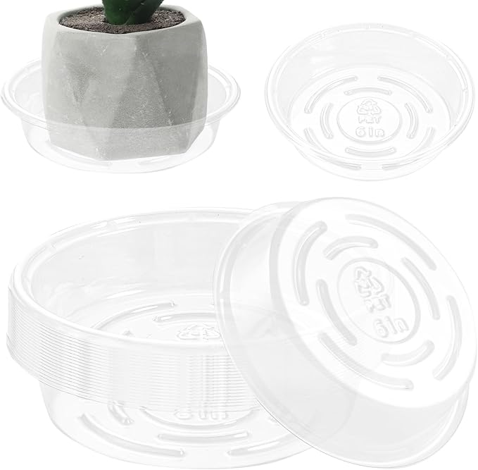 Plant Saucer 50 Pack Plant Trays for Pots 6 Inch Plastic Plant Saucers for Outdoors and Indoors Clear Drip Trays for Potted Plants Flower Pot Plates to Catch Water Plant Drainage Dishes No Holes