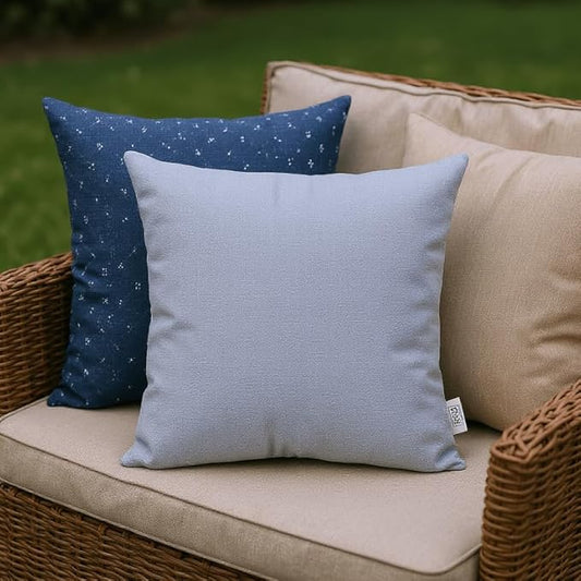 RSH DECOR: Sunbrella Square Throw Pillows Set of 4 | 20" x 20" | Water and Fade-Resistant Performance Fabric | Outdoor Pillow Covers with Down-Alternative Inserts | Canvas Air Blue