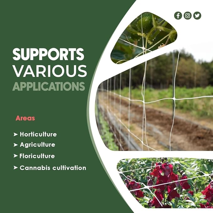 10-Feet by 4920-Feet Professional Grade Vegetable Support Trellis Netting Roll/Scrog Net Roll, (119" x 4920' / 3m x 1500m) (mesh 5.9"x6.7" / 15cm x 17cm)