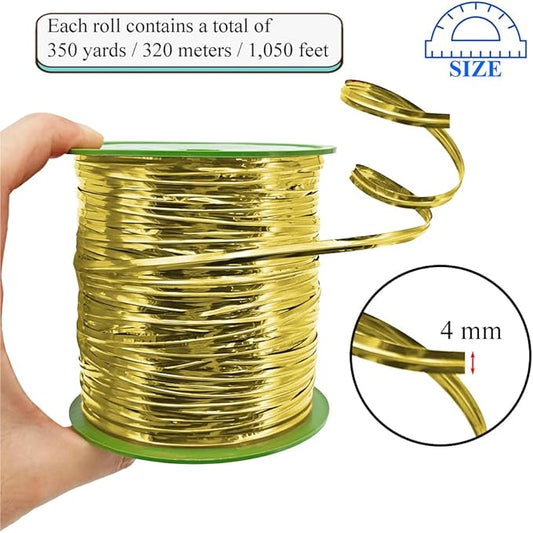 HAHIYO 350Yards/1050Feet/320M Gold Metal Twist Ties for Bread Candy Coffee Plant Garden Cellophane Treat Bags Gift Wrapping Plastic Halloween Party Cake and Craft Projects