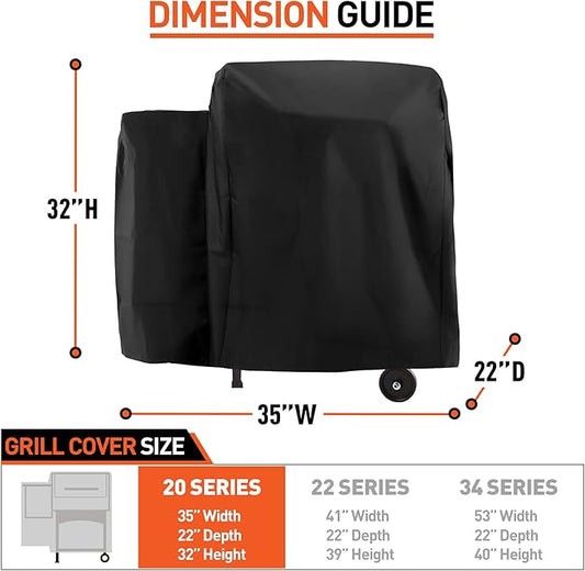 Arcedo Outdoor Grill Cover Compatible with Traeger 20 and Rec Tec Bullseye - Heavy Duty Pellets Smoker Cover for Tailgater Grill Accessories