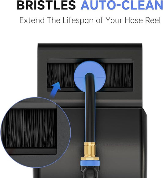 GARDENJOY Retractable Garden Hose Reel, 130ft x 1/2 inch Heavy Duty Garden Hose with 180°Swivel Wall Mounted Bracket, 10 Pattern Sprayer Nozzle, Any Length Lock & Slow Return System