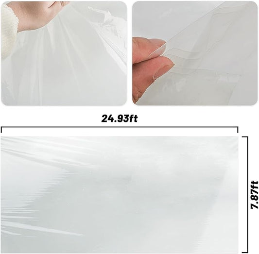 6 Mil Clear Greenhouse Plastic Sheeting,Transparent Plastic Film for Greenhouse, UV Resistant Polyethylene Film for Farm,Garden (8ftx25ft)
