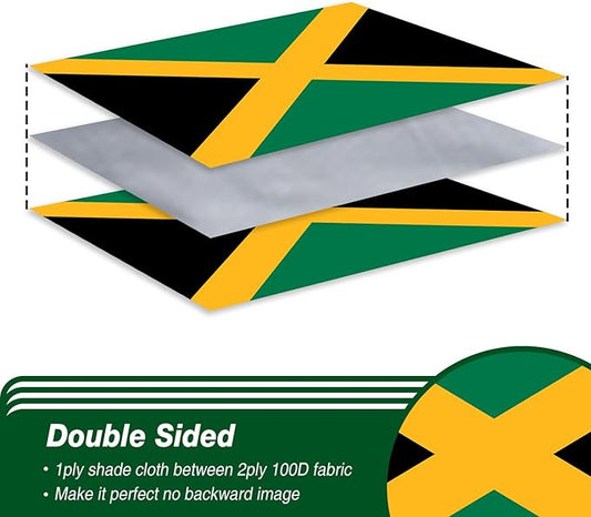Jamaica Jamaican Flag 3x5 ft Outdoor, Double Sided 3 Ply Heavy Duty National Flag for JM, 100% Quality Polyester Jamaican Banner with Brass Grommets 4 Rows Stitches