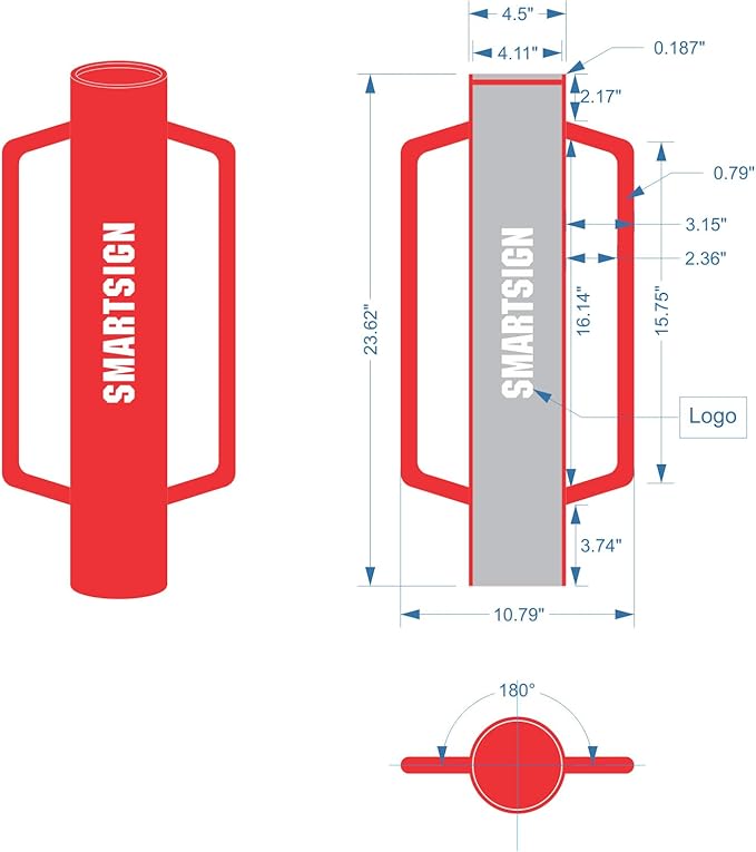 SmartSign Post Driver, Heavy Duty 22 lb Steel Post Pounder for Sign Posts/U-Channels/Fence Posts, Red