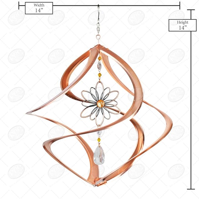 Red Carpet Studios The Original Helix Cosmix Wind Spinner Hand-Crafted Copper Plated Spiral, 14-Inch, Flower Crystal