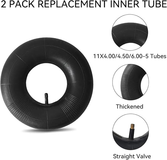 2 Pack 11x4.00-5 Inner Tube with TR-13 Valve Stem 11X4.00/4.50/6.00-5 Replacement Tire Tube for Wheelbarrows, Mowers, Hand Trucks Garden Carts,Golf Cart, and More
