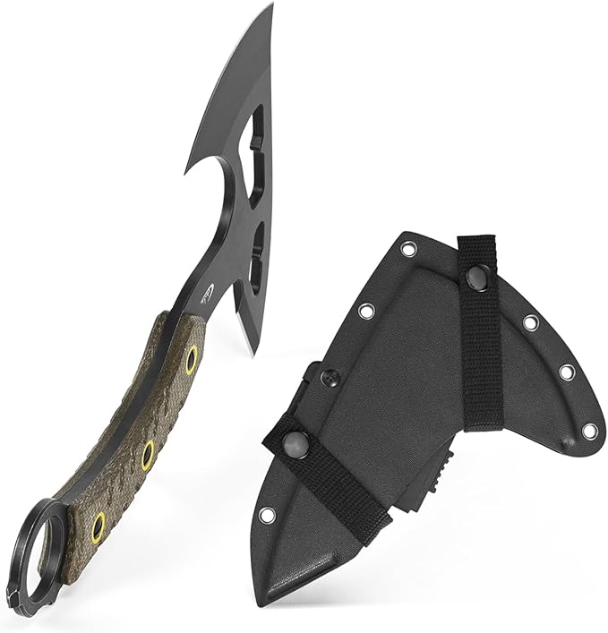 C1392 Camping Axes,DC53 Steel Blade with Micarta Handle Chopping Axe Bushcraft Camping Axes Survival Hatchet with Kydex Sheaths for Hiking Hunting Camping Splitting Chopping Wood(Green)