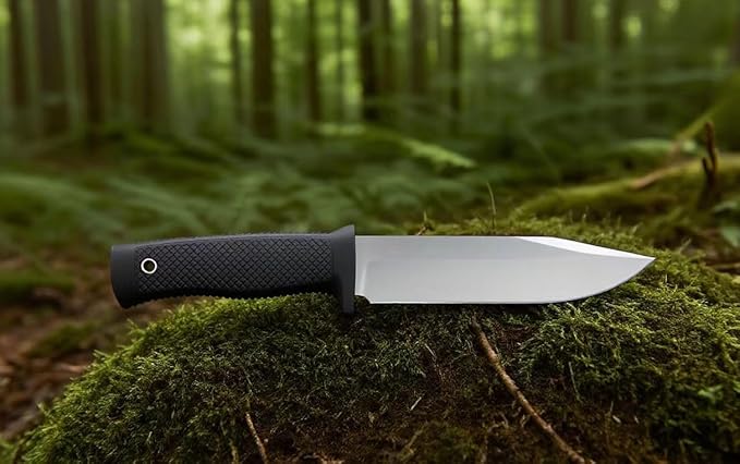 Tactical Fixed Blade Knife, 5.87 inch Blade, 4.65 inch Kray-Ex Handle, Stonewashed 420 Stainless Steel, with Secure-Ex Sheath for Outdoor Camping Hunting Survival (A-Silver)