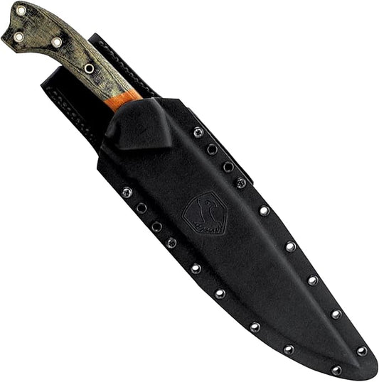 Condor Tool & Knife Atrox Knife | Hunting Knife with Kydex with Leather Belt Loop Sheath | High Carbon Steel Survival Knife with a Micarta Handle | Fixed Blade Tactical Knife | 10.9 in Blade | 29.6oz