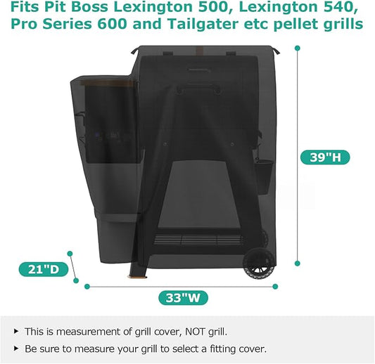SunPatio Grill Cover Compatible with Pit Boss Lexington 500, Lexington 540, Pro 600 and Tailgater, Durable Waterproof Wood Pellet Grill Cover, UV & Fade Resistant Outdoor BBQ Smoker Protector