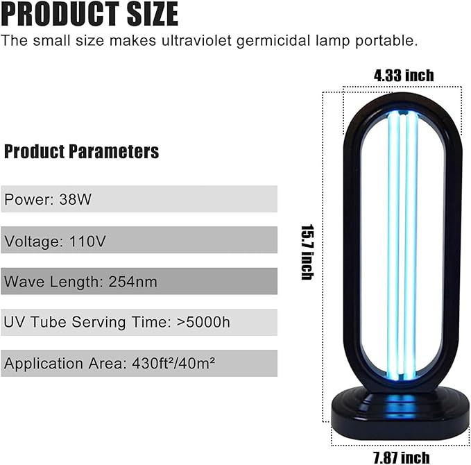 2025 New UV Light - Uv Lamp for Bedbugs, Uv Bed Bugs, UV Lamp with 4- Speed Timing and Remote Control (White)