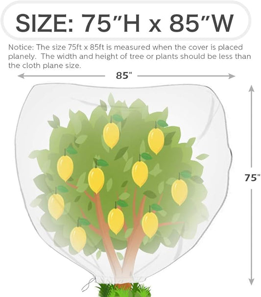 REMIAWY Plant Covers Freeze Protection Frost Blanket for Plants Tree Blanket Cover Shrub Covers Jacket with Zipper Drawstring, Frost Cover for Animal Protection (85”X75” Shrub Jacket 2 oz/sq yd)
