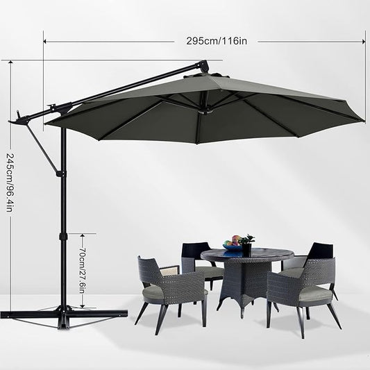 ABCCANOPY 10FT Cantilever Umbrella Offset Hanging Patio Umbrella with Base Stand Rotate and Tilt,Suitable for Garden, Lawn, Backyard(Dark Grey)