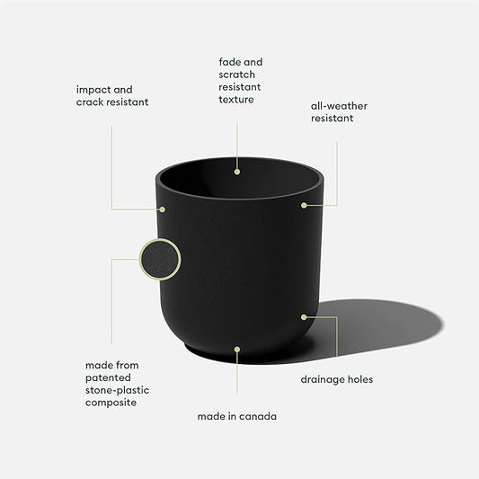 Veradek Mason Series Lima Planter - Round Planter for Indoor or Outdoor Porch/Garden | Made from Plastic-Stone Composite with Drainage Holes | Modern Décor for Succulents, Flowers, Small Plants