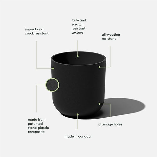 Veradek Round Black Plastic Planter Pots for Indoor/Outdoor Garden Use, with Drainage Holes, Suitable for Small to Large Succulent Plants, Flowers, Modern Interior Plants