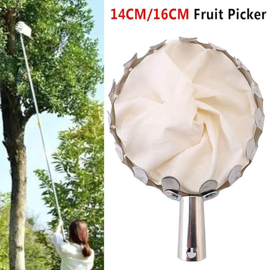 Fruit Picker Head Basket, Fruit Picking Tool with Basket, Orange Picker Pole Tool, Fruits Catcher Bag for Harvest Picking Citrus Pear Lemon Mango Tree Picker (16cm)