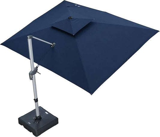 PURPLE LEAF 9' X 12' Cantilever Outdoor Patio Umbrella Large Heavy Duty 360° Rotation Double Top Offset Rectangular Umbrellas for Backyard Deck Pool, Spectrum Indigo