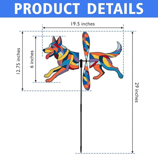 German Shepherd Petite Spinner Outdoor, German Shepherd Dog Wind Spinner for Yard and Garden