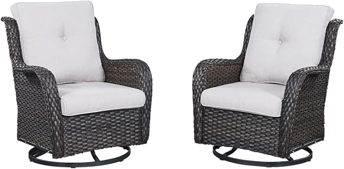 HUMMUH 5 Pieces Outdoor Furniture Set Patio Furniture Wicker Outdoor Sectional Sofa with Swivel Rocker Chairs,Outdoor Ottomans for Patio