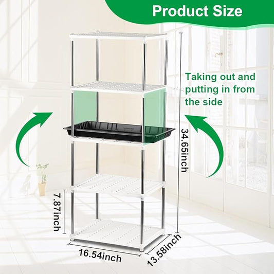 4 Pcs 5-Tier Plant Stand for Seedling Trays Storage (White)