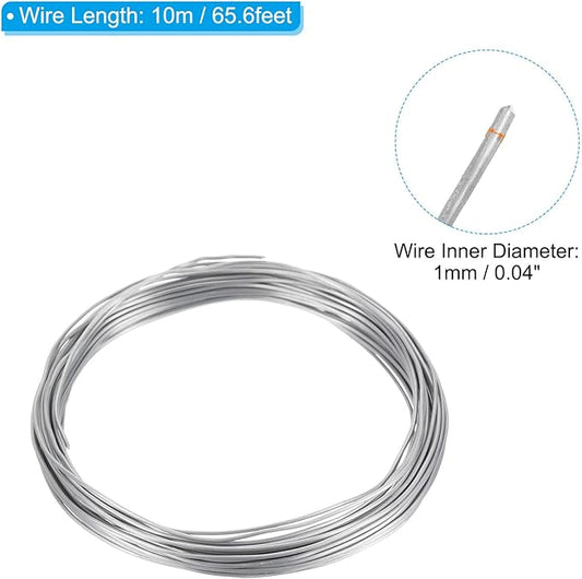 PATIKIL 1.0mm Bonsai Training Wire, 2 Rolls Floral Wire Stems Anodized Aluminum Tree Wire 65.6 Feet Total for Gardening Branch Fixing, Silver Tone