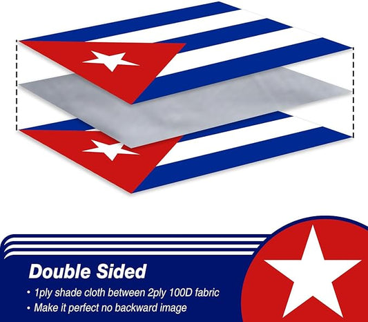 Cuba Cuban Flag 3x5 ft Outdoor, Double Sided 3 Ply Heavy Duty Cuba National Country Flag, 100% Quality Polyester Cuban Banner with Brass Grommets 4 Rows Stitches