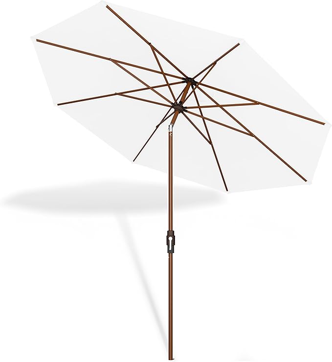 Midtown Umbrellas Wooden 2-9 Feet Outdoor Patio Umbrella, Terylast Ivory (White) Fabric, Aluminum Frame For Backyard Umbrella, Deck Umbrella, Garden Umbrella & Pool Umbrella - Wooden Pole