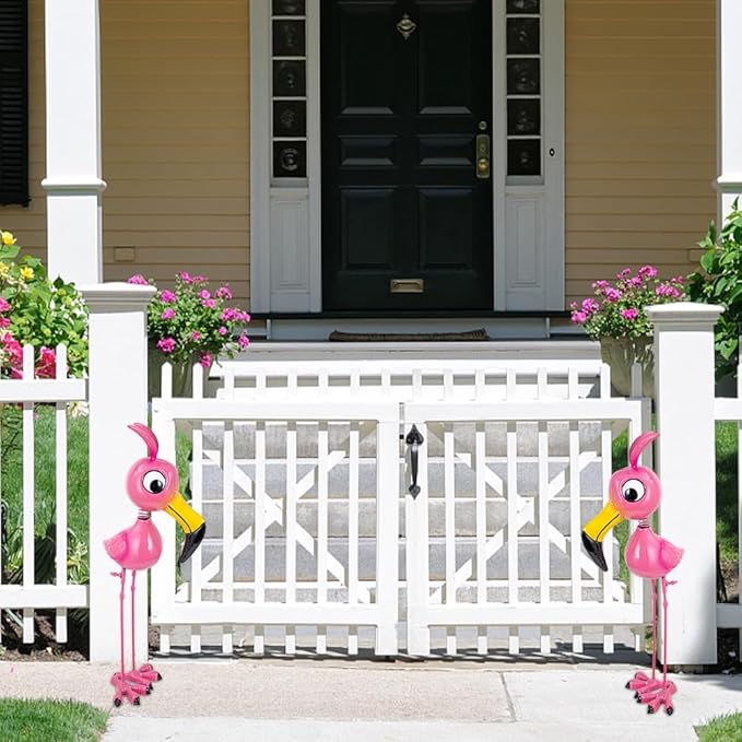 20'' Tall Flamingo Garden Statue, Whimsical Flamingo Metal Garden Decor, Pink Flamingos Bird Yard Art for Yard Porch Patio Decor