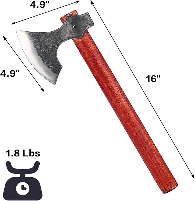 16" Throwing Axe Set with Beech Wood Handle, Professional Throwing Hatchet Set of Two, Viking Style Throwing Tomahawks with Steel Wedge for Adults' Competition and Outdoor Recreation, Red