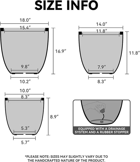 Kante 14 Inch Dia Round Concrete Planter, Indoor Outdoor Large Plant Pot with Drainage Hole and Rubber Plug for Home Patio Garden, Oil Rubbed Bronze