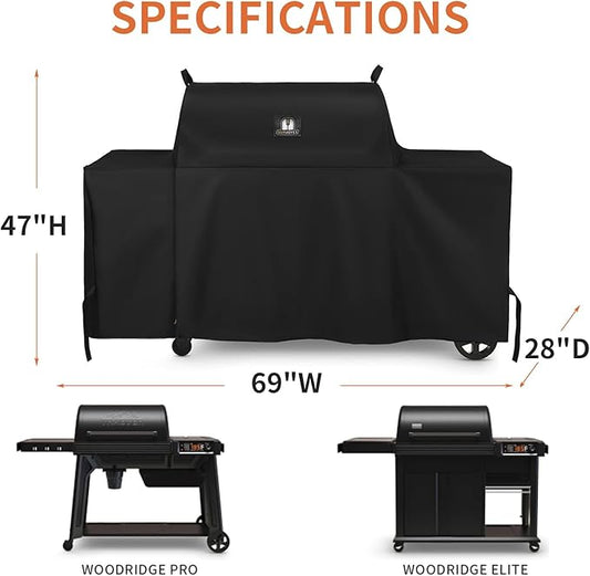 SUPJOYES Grill Cover for Traeger Grills BAC776 Woodridge Pro and Woodridge Elite, Heavy Duty Waterproof Full-Length All Weather Grill Accessory