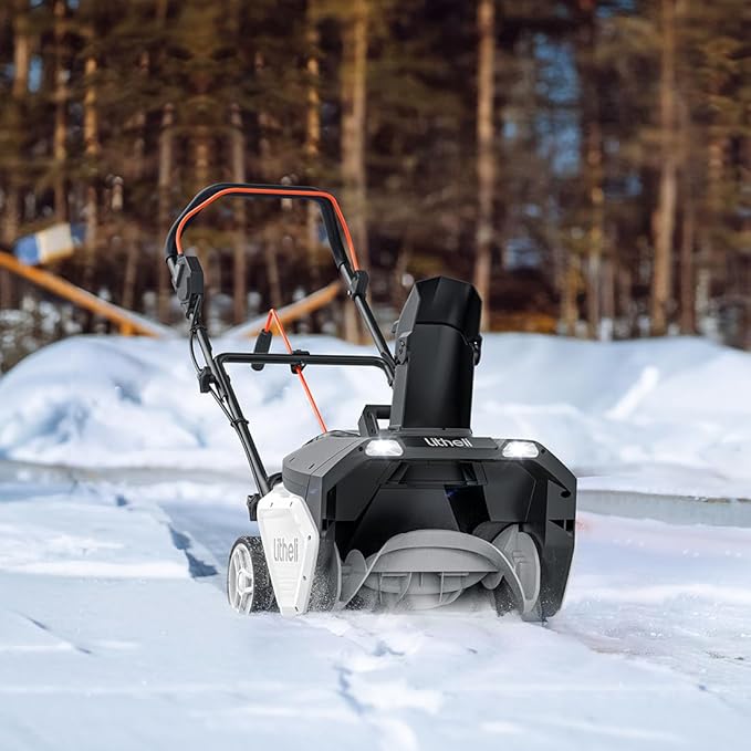 Litheli 2x20V Cordless Snow Blower, 20'' Brushless Electric Snow Thrower with Wheels, 180° Adjustable Chute, LED Lights, 2x4.0Ah Battery Included, Heavy Duty for Driveway Patio