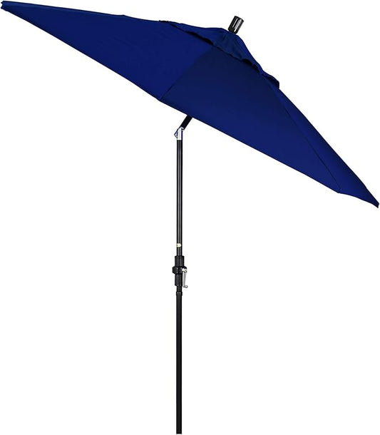 California Umbrella 9' Round Aluminum Pole Fiberglass Rib Market Umbrella, Crank Lift, Collar Tilt, Black Pole, Sunbrella Spectrum Mist