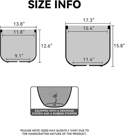 Kante 13.8-Inch Dia Round Concrete Planter, Indoor & Outdoor Garden Pot with Drainage Hole & Rubber Plug, Ideal for Flower and Tree, Weathered Concrete