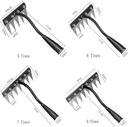 Gardening Hand Weeder Tool,Manual Weeder Tool with Detachable Blades, 4 Sizes High Carbon Steel Dual-Edge Design for Farm Garden Lawn Weed Removal, Soil Cultivation & Root Extraction (5 Tines)