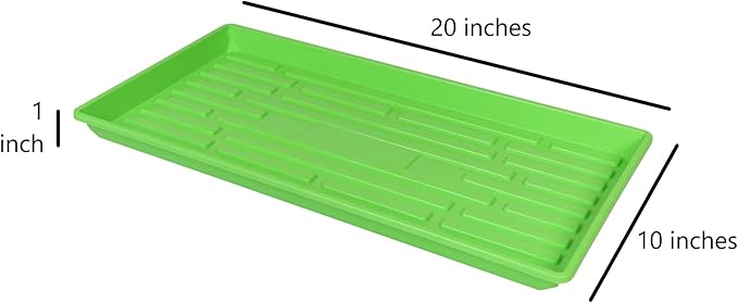 SUNPACK 10" x 20" Heavy Duty Shallow Plastic Seed Starting Tray, Green, 1" (Pack of 30) - No Drainage Holes, Perfect for Greenhouses or Indoor Gardening