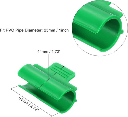 uxcell Greenhouse Clamps for 1inch PVC Pipe, 20pcs Greenhouse Film Clamps Shading Net Rod Clip Garden Hoops for Row Cover, Greenhouse Plastic Sheeting(Green)