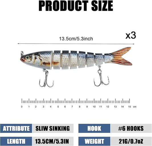 Fishing Lures for Bass Trout Topwater Multi Jointed Swimbaits Slow Sinking Bionic Swimming Lures Bass Freshwater Saltwater Bass Lifelike Fishing Lures Kit