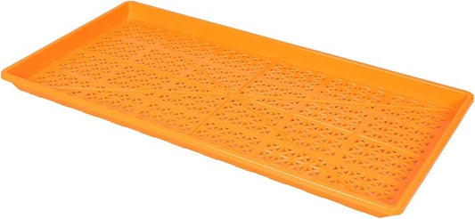 SUNPACK 10" x 20" Heavy Duty Mesh Plastic Seed Starting Tray, Orange, 1" (Pack of 30) - Ensures Water Drainage and Aeration, Perfect for Greenhouses or Indoor Gardening