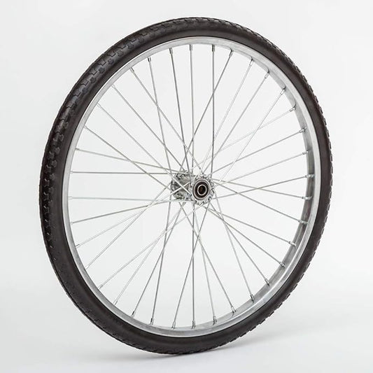 Flat Free Wire Spoke Wheels | 2 Pack Replacement Wheels for Lawn Carts, Wagons | Turf Style Tread | 5/8" Bearing Size